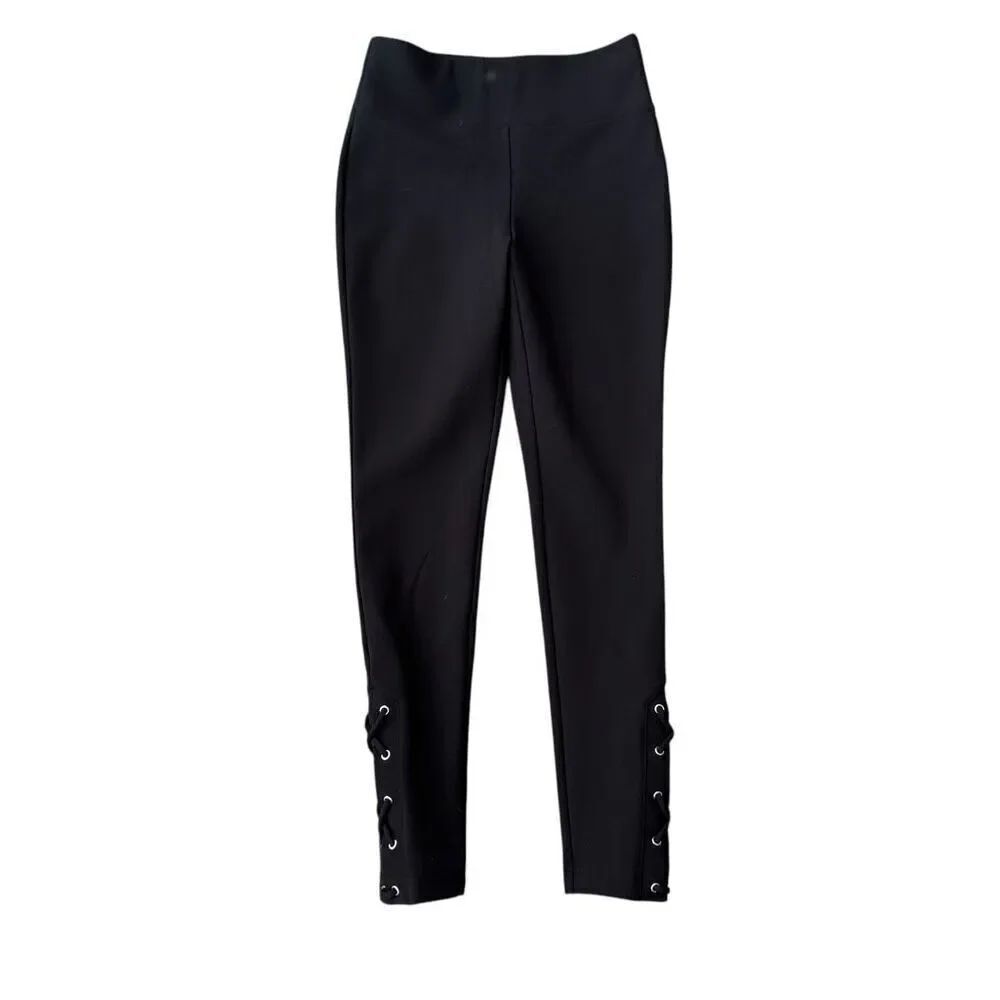INC International Concepts lace up black skinny pants leggings size XS